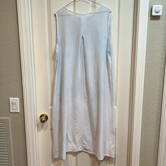 MADE IN ITALY 100% Cotton Sleeveless Midi Dress Swim Cover Up Light Blue No Size - Picture 4 of 7